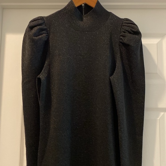 Alice + Olivia Black metallic turtleneck mini dress with long sleeve.  S… - Picture 5 of 6